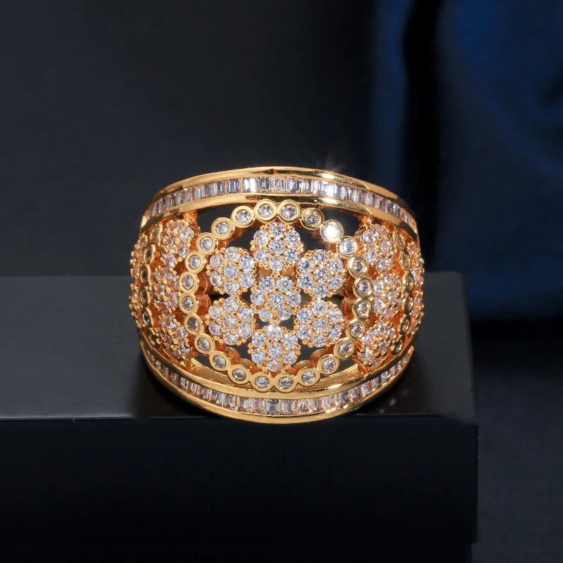 CWWZircons Flower Wedding Rings for Women R144