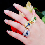 CWWZircons Square Cut CZ Stones Wedding Rings for Women