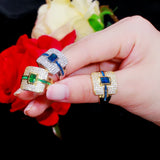 CWWZircons Square Cut CZ Stones Wedding Rings for Women