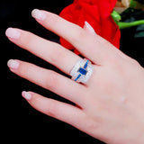 CWWZircons Square Cut CZ Stones Wedding Rings for Women