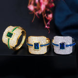 CWWZircons Square Cut CZ Stones Wedding Rings for Women