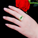 CWWZircons Square Cut CZ Stones Wedding Rings for Women