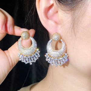 CZ Wedding Engagement Drop Earrings Indian Plated Jewelry