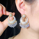 CZ Wedding Engagement Drop Earrings Indian Plated Jewelry