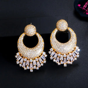 CZ Wedding Engagement Drop Earrings Indian Plated Jewelry