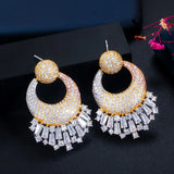CZ Wedding Engagement Drop Earrings Indian Plated Jewelry