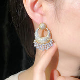 CZ Wedding Engagement Drop Earrings Indian Plated Jewelry