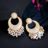 CZ Wedding Engagement Drop Earrings Indian Plated Jewelry