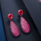 Hot Pink Red Big Dangle Drop Party Earrings CZ592