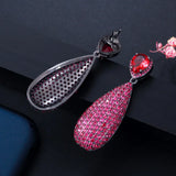 Hot Pink Red Big Dangle Drop Party Earrings CZ592