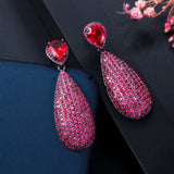 Hot Pink Red Big Dangle Drop Party Earrings CZ592