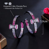 Purple Red Bowknot Double Sided Hoop Earrings CZ383
