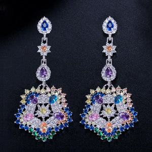 CZ Long Drop Earrings High Women CZ Party Costume Jewelry CZ353