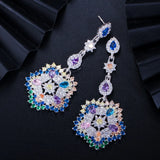 CZ Long Drop Earrings High Women CZ Party Costume Jewelry CZ353