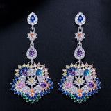 CZ Long Drop Earrings High Women CZ Party Costume Jewelry CZ353