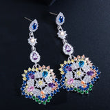 CZ Long Drop Earrings High Women CZ Party Costume Jewelry CZ353