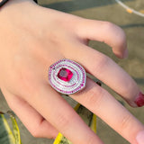 CWWZircons Rose Red CZ Women Engagement Wedding Ring R202