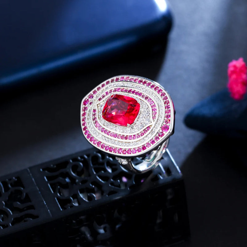 CWWZircons Rose Red CZ Women Engagement Wedding Ring R202