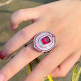 CWWZircons Rose Red CZ Women Engagement Wedding Ring R202
