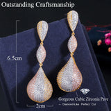 Water Drop CZ Dangle Earrings 3 Tone Plated CZ670