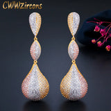 Water Drop CZ Dangle Earrings 3 Tone Plated CZ670