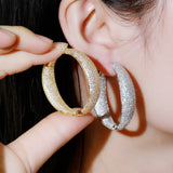CWWZircons Micro Pave CZ Round Big Hoop Earrings Silver Wedding Bridal Jewelry