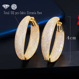 CWWZircons Micro Pave CZ Round Big Hoop Earrings Silver Wedding Bridal Jewelry