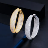 CWWZircons Micro Pave CZ Round Big Hoop Earrings Silver Wedding Bridal Jewelry