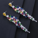 CWWZircons Flower CZ Dangling Earrings Bridal Wedding Jewelry