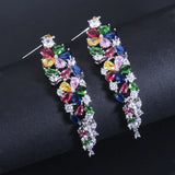 CWWZircons Flower CZ Dangling Earrings Bridal Wedding Jewelry