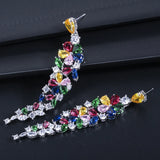 CWWZircons Flower CZ Dangling Earrings Bridal Wedding Jewelry