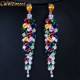 CWWZircons Flower CZ Dangling Earrings Bridal Wedding Jewelry