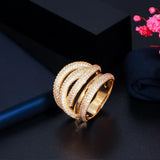 Layered Twist Lines African Cubic Zirconia Wedding Engagement Ring Dubai Plated