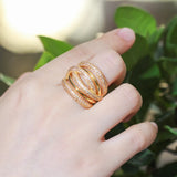 Layered Twist Lines African Cubic Zirconia Wedding Engagement Ring Dubai Plated