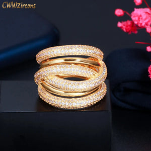 Layered Twist Lines African Cubic Zirconia Wedding Engagement Ring Dubai Plated