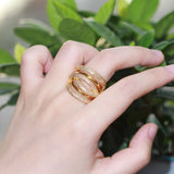 Layered Twist Lines African Cubic Zirconia Wedding Engagement Ring Dubai Plated