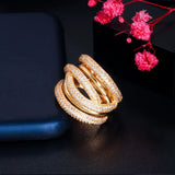 Layered Twist Lines African Cubic Zirconia Wedding Engagement Ring Dubai Plated
