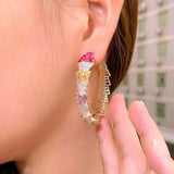 CWWZircons Multicolor CZ Big Hoop Earrings Women CZ902