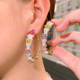 CWWZircons Multicolor CZ Big Hoop Earrings Women CZ902