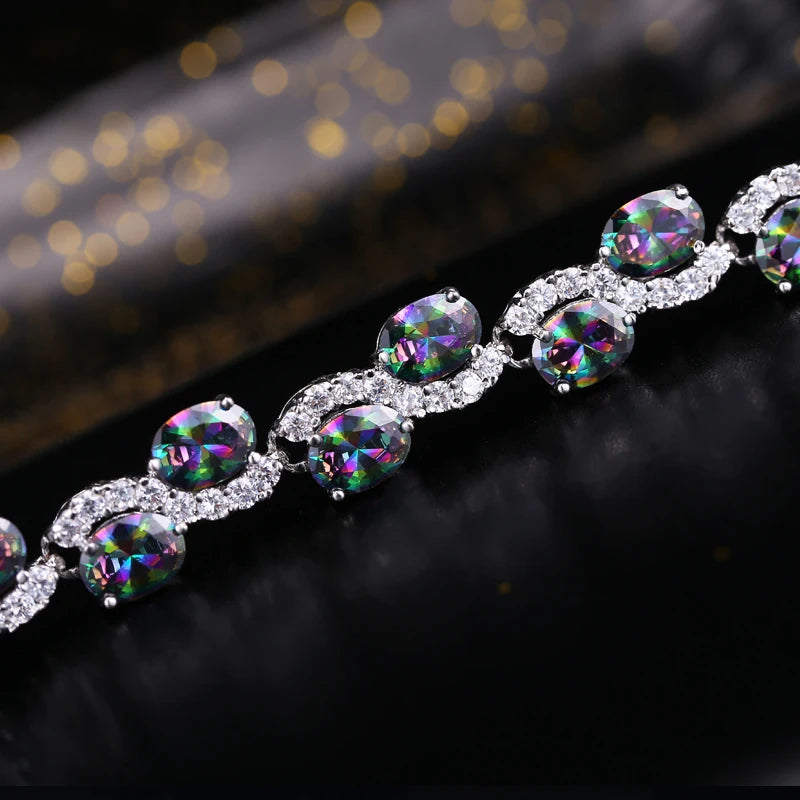 CWWZircons Rainbow CZ Stone Bracelet with Cubic Zirconia Jewelry