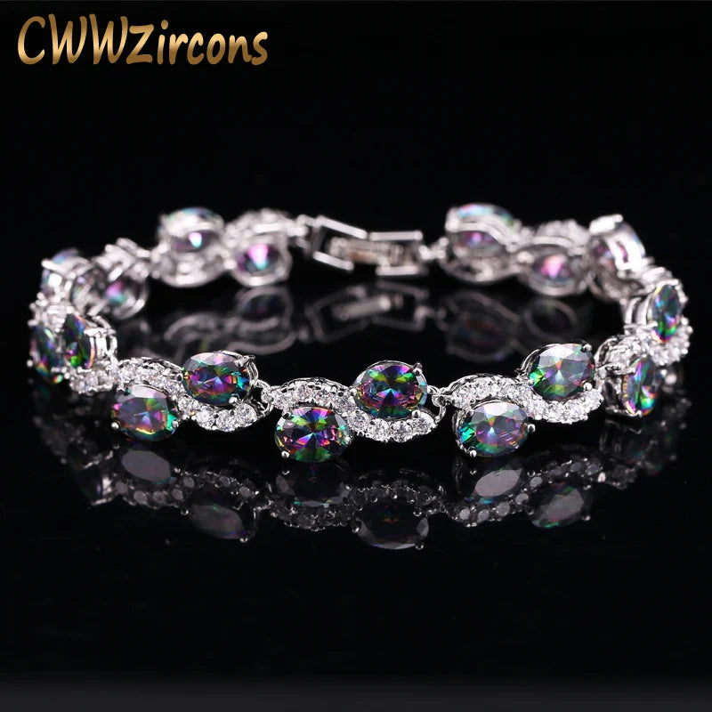 CWWZircons Rainbow CZ Stone Bracelet with Cubic Zirconia Jewelry
