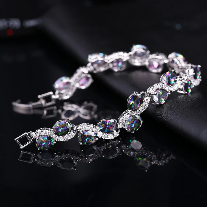 CWWZircons Rainbow CZ Stone Bracelet with Cubic Zirconia Jewelry