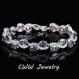 CWWZircons Rainbow CZ Stone Bracelet with Cubic Zirconia Jewelry