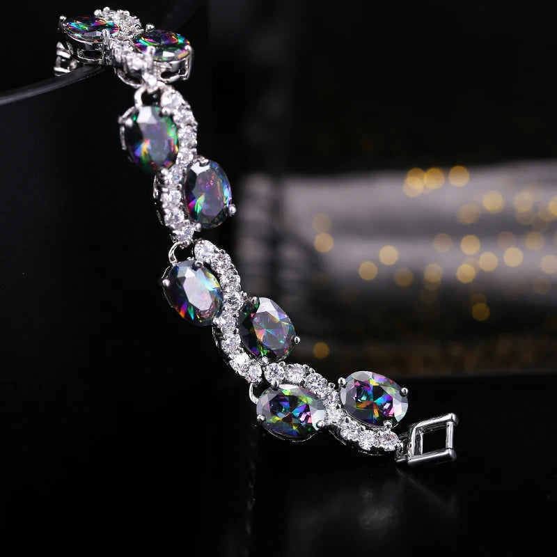 CWWZircons Rainbow CZ Stone Bracelet with Cubic Zirconia Jewelry