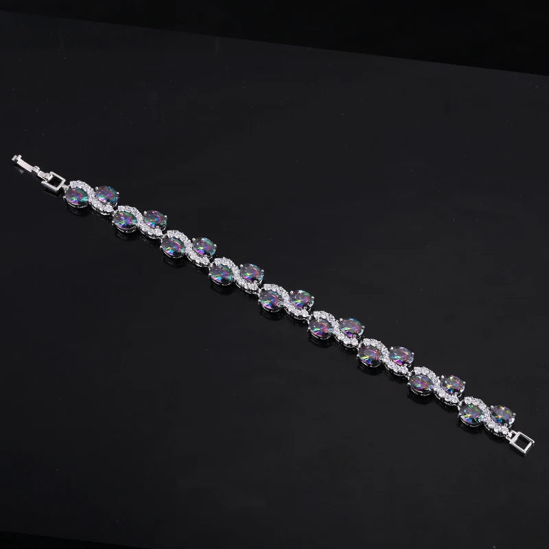 CWWZircons Rainbow CZ Stone Bracelet with Cubic Zirconia Jewelry