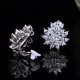 CWWZircons Flower CZ Crystal Women Ear Clip Earrings CZ196