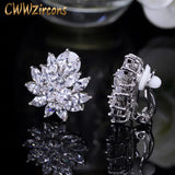 CWWZircons Flower CZ Crystal Women Ear Clip Earrings CZ196