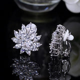 CWWZircons Flower CZ Crystal Women Ear Clip Earrings CZ196