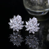 CWWZircons Flower CZ Crystal Women Ear Clip Earrings CZ196