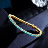 3mm Turquoise Stone Tennis Chain Bracelet for Women